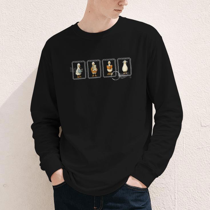 Stamp Silly Goose Reading Book Librarian Bookish Teacher Youth Long Sleeve Tee Stamp Silly Goose Reading Book Librarian Bookish Teacher Youth Long Sleeve Tee