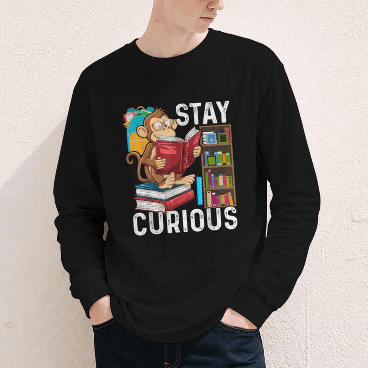 Stay Curious Monkey Reading Book Lover Bookworm Youth Long Sleeve Tee Stay Curious Monkey Reading Book Lover Bookworm Youth Long Sleeve Tee