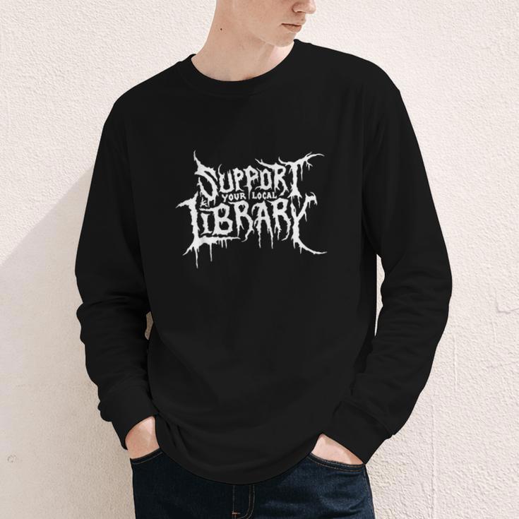 Support Your Local Library Horror Bookworm Youth Long Sleeve Tee
