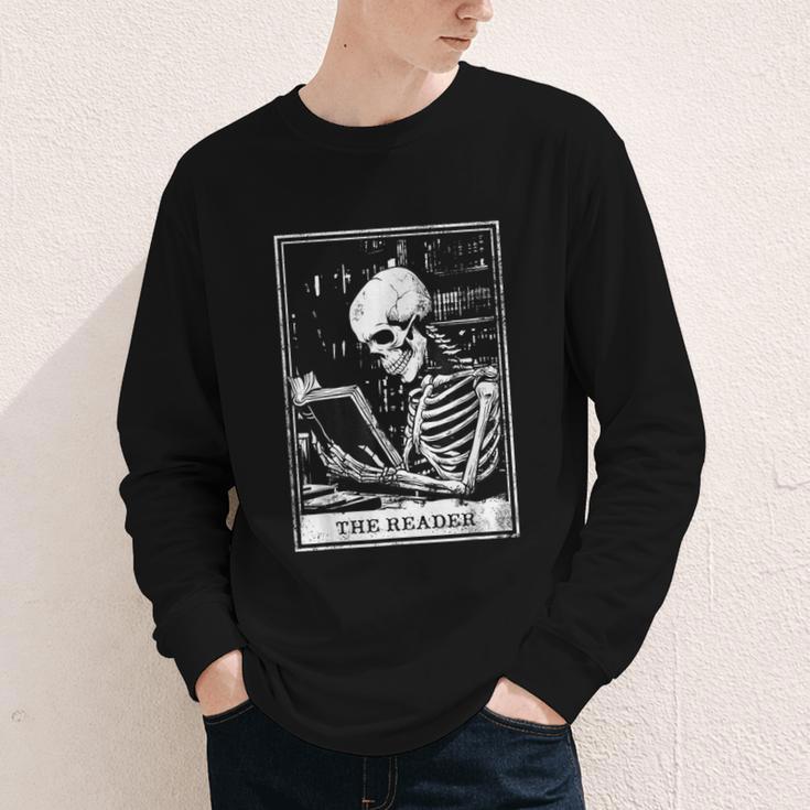 Tarot Card Shirt The Reader Tarot Skeleton Reading Book Youth Long Sleeve Tee