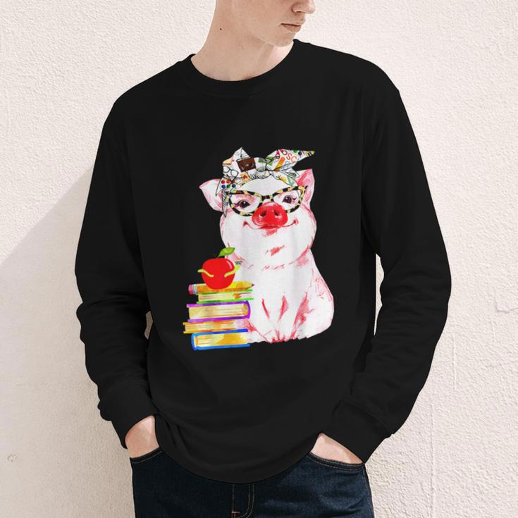 Teacher Pig Cute Farm Animal Book Lover School Student For Men Women Kids Youth Long Sleeve Tee Teacher Pig Cute Farm Animal Book Lover School Student For Men Women Kids Youth Long Sleeve Tee