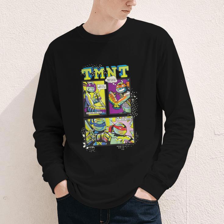 Teenage Mutant Ninja Turtles Retro Neon Comic Book Panels Youth Long Sleeve Tee