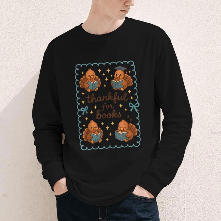 Thankful For Books Turkey Reading Book Lovers Fall Teacher Youth Long Sleeve Tee Thankful For Books Turkey Reading Book Lovers Fall Teacher Youth Long Sleeve Tee