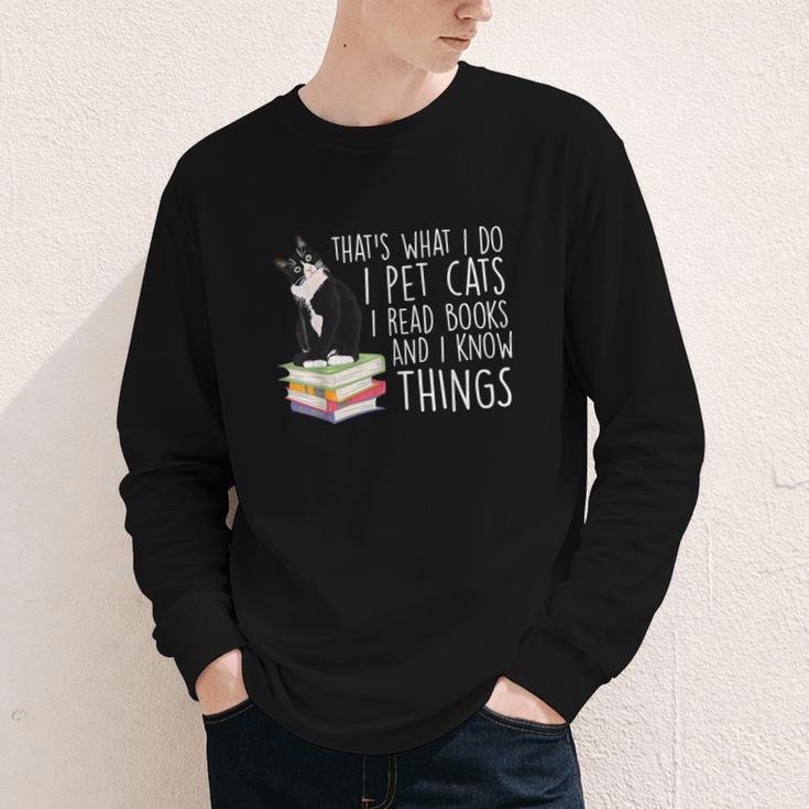 That's What I Do I Pet Cat I Read Books Tuxedo Cat Bookworm Youth Long Sleeve Tee That's What I Do I Pet Cat I Read Books Tuxedo Cat Bookworm Youth Long Sleeve Tee