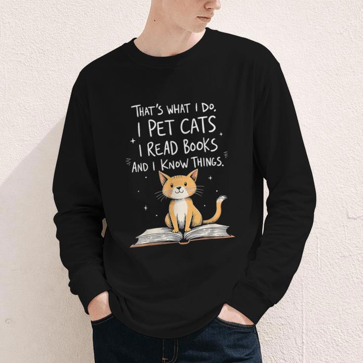 That's What I Do I Pet Cats I Read Books And I Know Things Youth Long Sleeve Tee