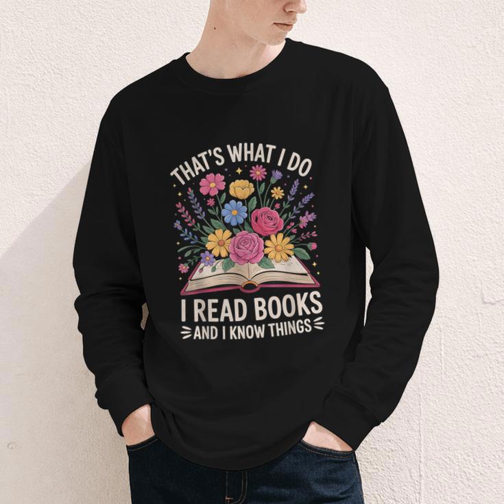 That’s What I Do I Read Books And I Know Things Floral Book Youth Long Sleeve Tee