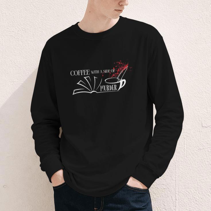 Thriller Book Fan Coffee With A Side Of Murder Youth Long Sleeve Tee Thriller Book Fan Coffee With A Side Of Murder Youth Long Sleeve Tee