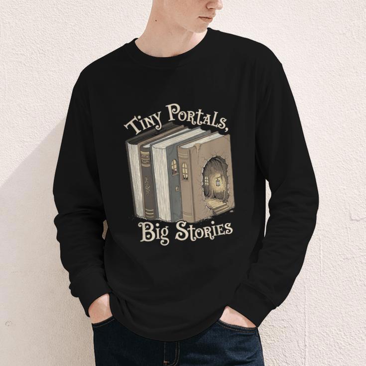 Tiny Portals Big Stories Book Nook Fantasy Gateway Youth Long Sleeve Tee