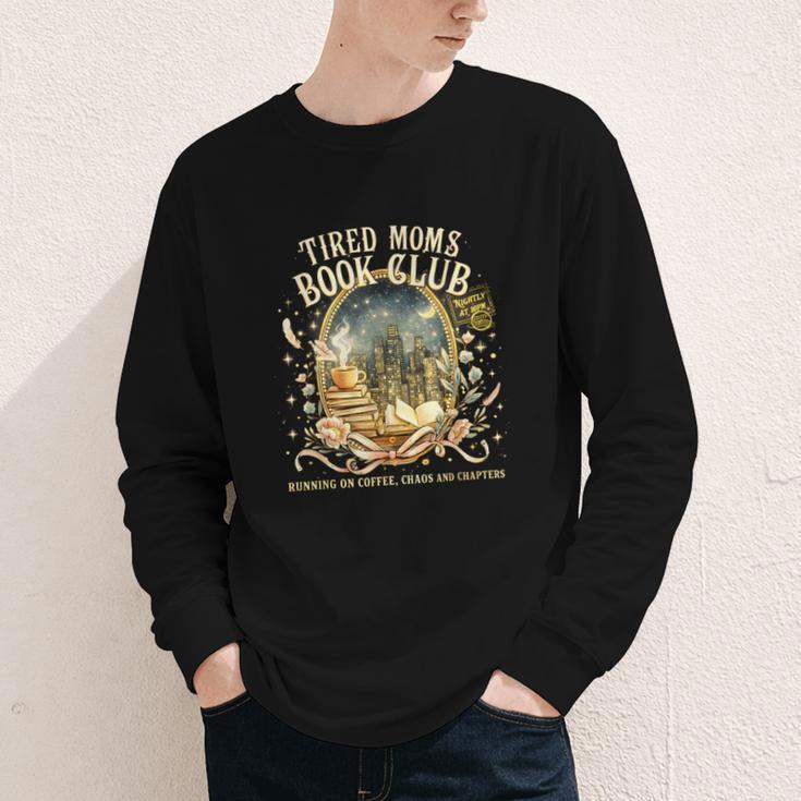 Tired Moms Book Club Cozy Night Coffee Reading Cat Youth Long Sleeve Tee Tired Moms Book Club Cozy Night Coffee Reading Cat Youth Long Sleeve Tee