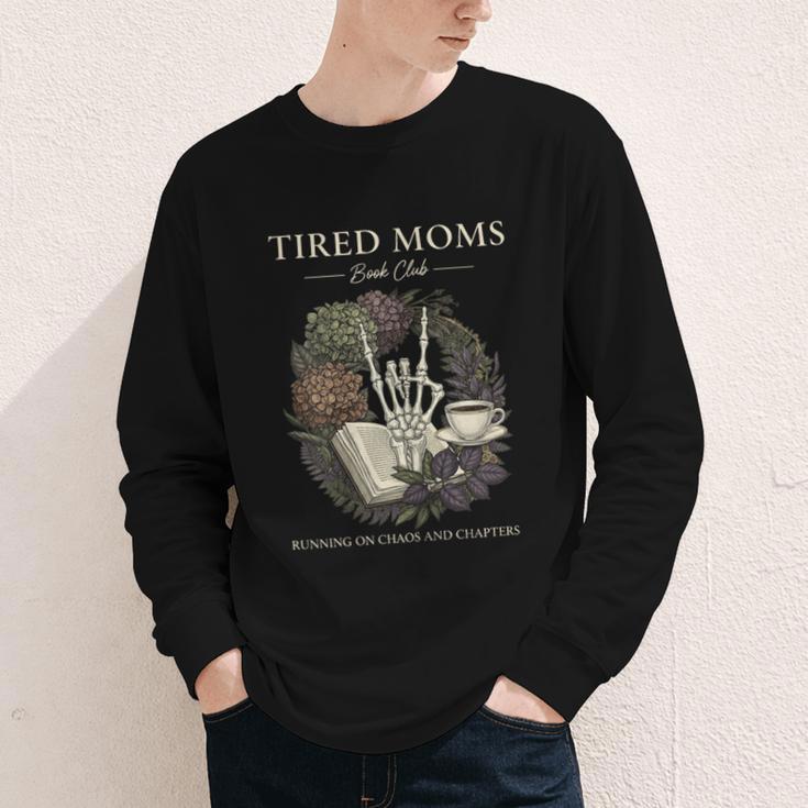 Tired Moms Book Club Dark Floral Coffee Skeleton Youth Long Sleeve Tee