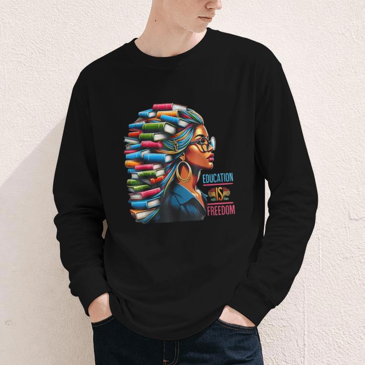 History Education Is Freedom Books Teacher Women Girls Youth Long Sleeve Tee