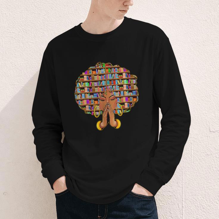 History Month Afro Women Girls Book Lover Librarian Youth Long Sleeve Tee