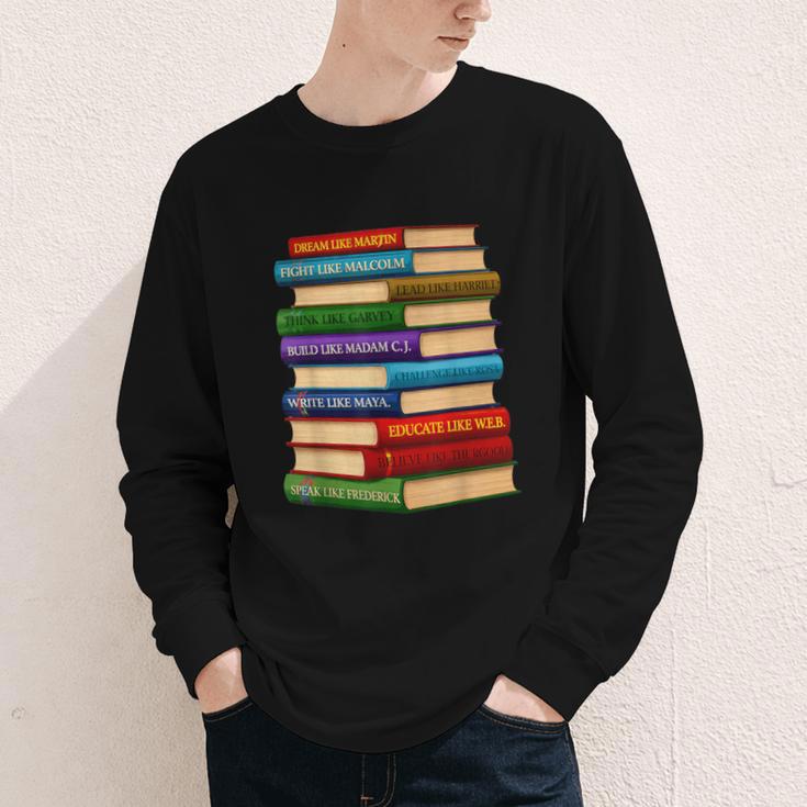 History Month Educated Black Leaders Reading Books Youth Long Sleeve Tee
