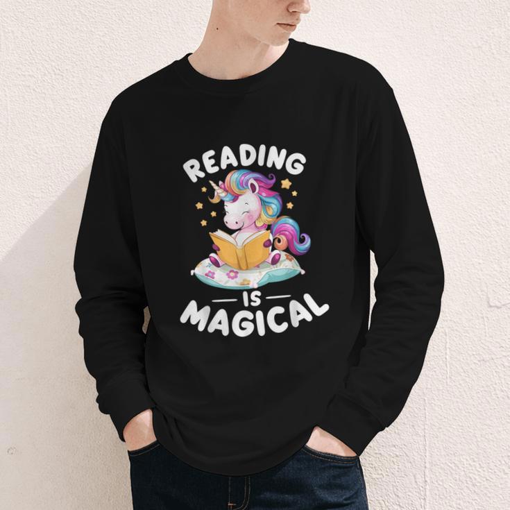 Unicorn Teacher Reading Is Magical Book Youth Long Sleeve Tee