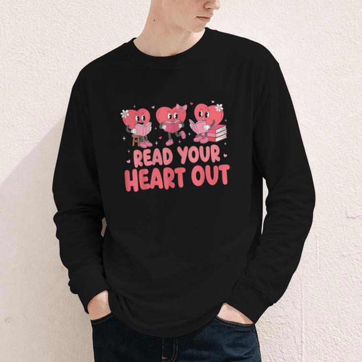 Valentine Day Book Read Your Heart Out Lovers Teacher Kids Youth Long Sleeve Tee