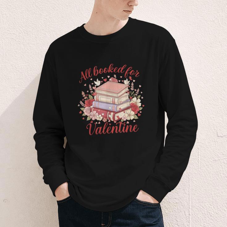 Vintage All Booked For Valentines Book Lovers Teacher Kids Youth Long Sleeve Tee