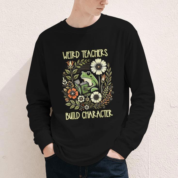 Weird Teachers Build Character Frog Reading Book Librarian Youth Long Sleeve Tee Weird Teachers Build Character Frog Reading Book Librarian Youth Long Sleeve Tee