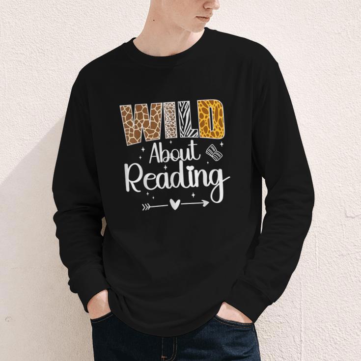 Wild About Reading Book Lover Bookworm Library Day Youth Long Sleeve Tee