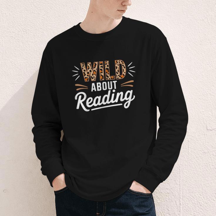 Wild About Reading Books Reader Lover Bookworm Leopard Print Youth Long Sleeve Tee