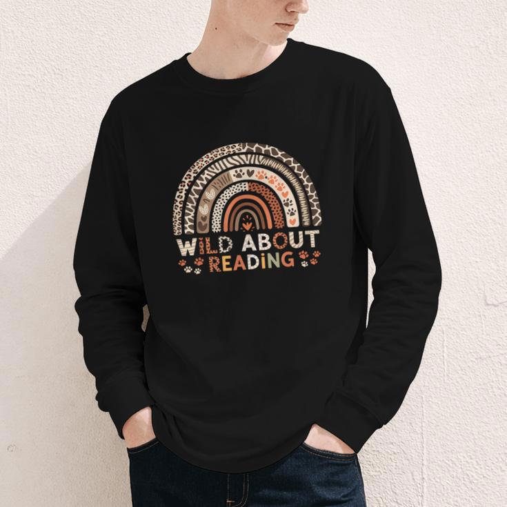 Wild About Reading Books Reader Lover Library Day Librarian Youth Long Sleeve Tee