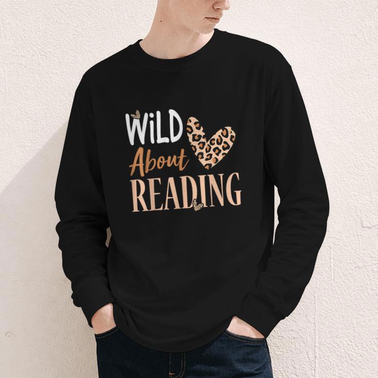Wild About Reading Teacher Books Reader Lovers Leopard Zebra Youth Long Sleeve Tee