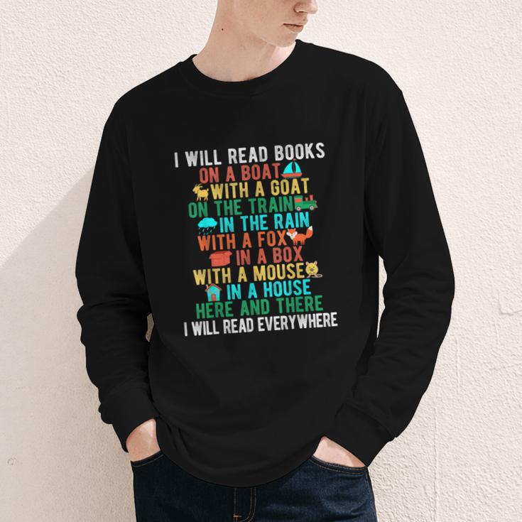 I Will Read Book On Boat Words For Kids Youth Long Sleeve Tee