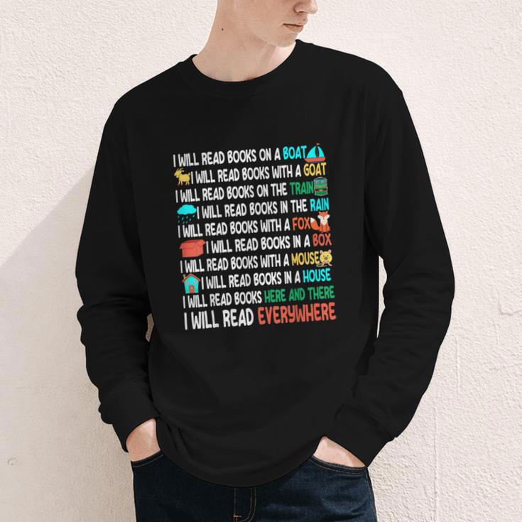 I Will Read Books On A Boat & Everywhere Reading Book Youth Long Sleeve Tee