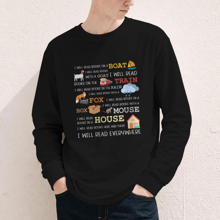 I Will Read Books On a Boat & Everywhere Reading Youth Long Sleeve Tee I Will Read Books On a Boat & Everywhere Reading Youth Long Sleeve Tee