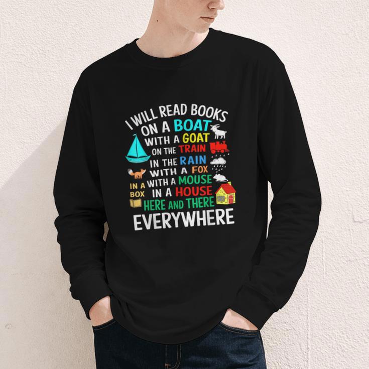 I Will Read Books On A Boat & Everywhere Youth Long Sleeve Tee I Will Read Books On A Boat & Everywhere Youth Long Sleeve Tee