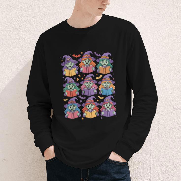 Witches Reading Books Halloween Cute Teens Kids Youth Long Sleeve Tee Witches Reading Books Halloween Cute Teens Kids Youth Long Sleeve Tee