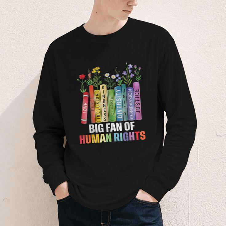 Women Floral Book Big Fan Of Human Rights Liberal Protest Youth Long Sleeve Tee