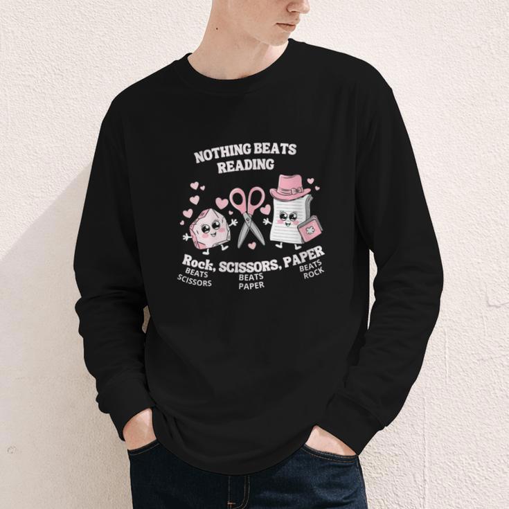 Women's Nothing Beats Reading Book Lover Statement Youth Long Sleeve Tee Women's Nothing Beats Reading Book Lover Statement Youth Long Sleeve Tee