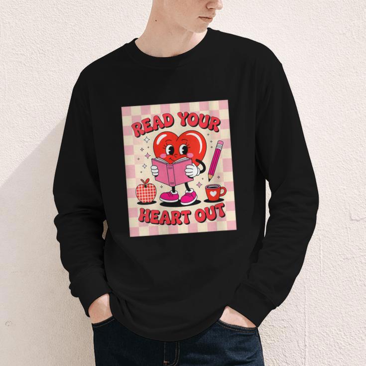 Women's Read Your Heart Out Groovy Bookish Valentine Day Women Girls Youth Long Sleeve Tee Women's Read Your Heart Out Groovy Bookish Valentine Day Women Girls Youth Long Sleeve Tee