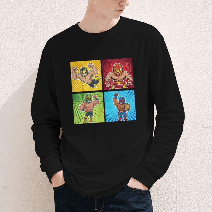 Wrestling Comic Book Wrestler Mexican Lucha Libre Mask Youth Long Sleeve Tee Wrestling Comic Book Wrestler Mexican Lucha Libre Mask Youth Long Sleeve Tee