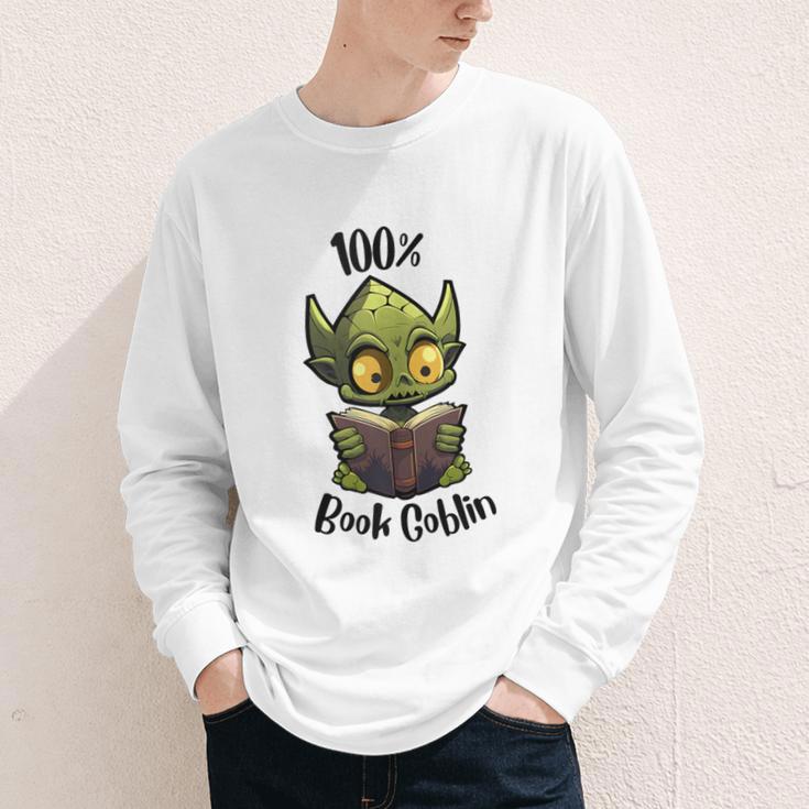 100 Book Goblin Cute Book Reader And Library Lover Youth Long Sleeve Tee