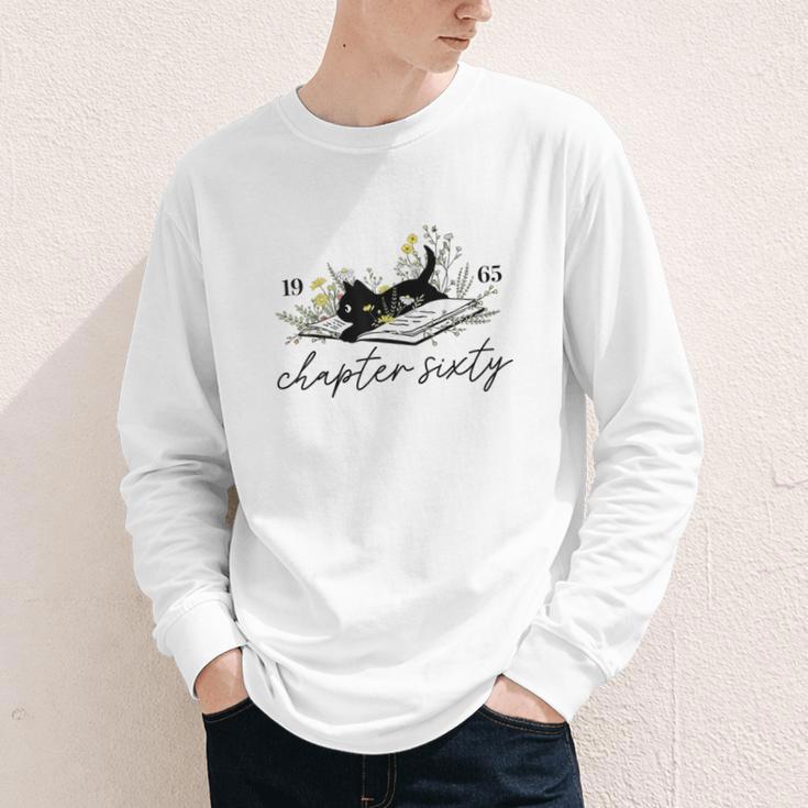 1965 Chapter Sixty Book Cat Lover 60th Birthday For Men Women Youth Long Sleeve Tee
