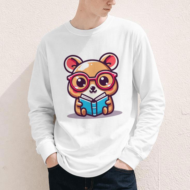 Adorable Book Lover Quokka With Reading Glasses Cute Youth Long Sleeve Tee