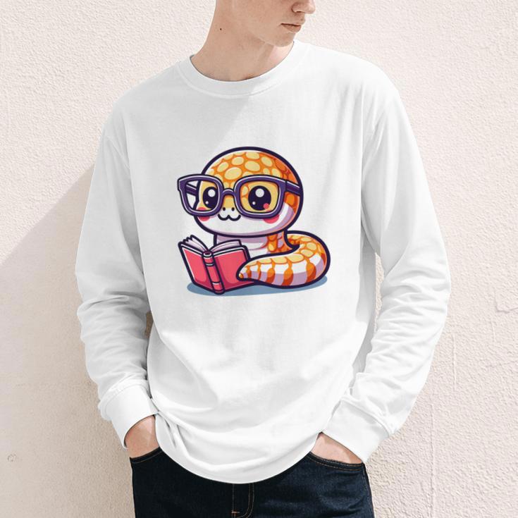 Adorable Book Lover Rattlesnake With Reading Glasses Cute Youth Long Sleeve Tee