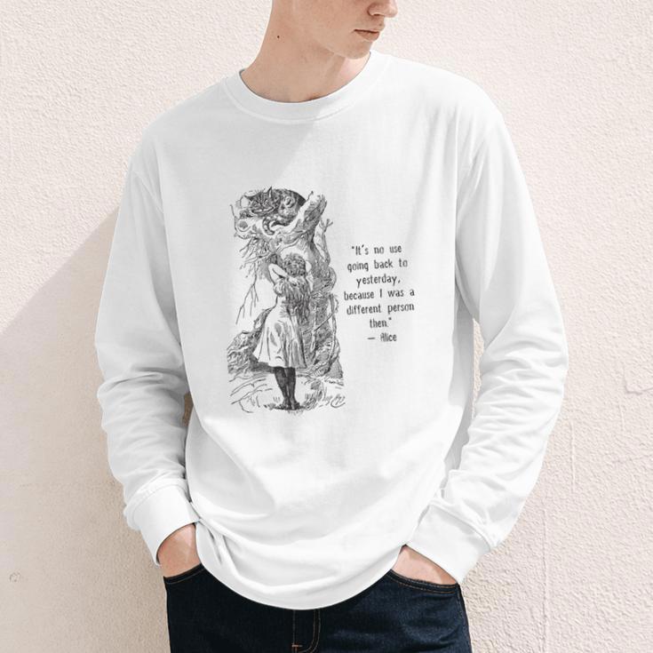Alice Adventures Wonderland Vintage Book Quote Lewis Carrol Youth Long Sleeve Tee