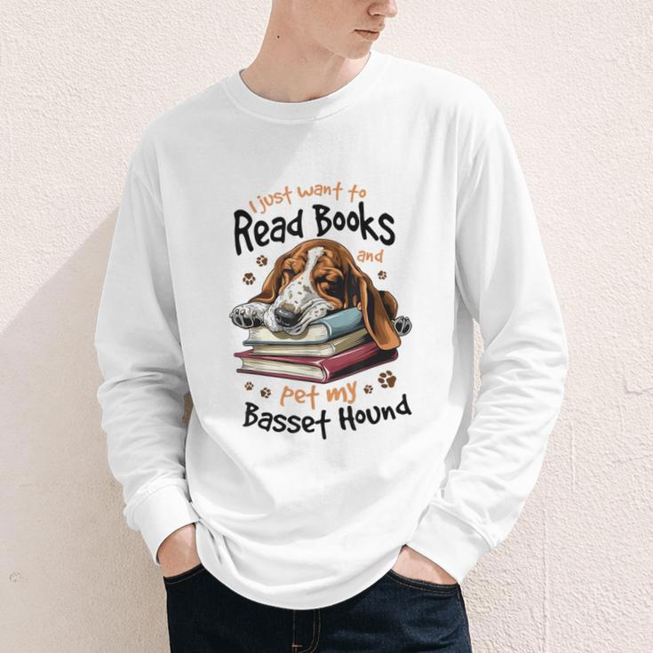 Basset Hound Dog Breed I Just Want To Read Books And Pet My Youth Long Sleeve Tee