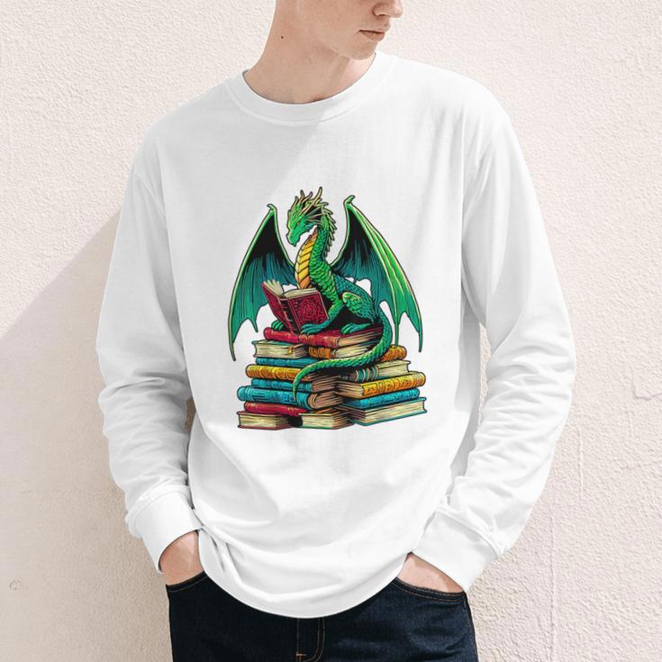 Book Dragon Reading Books Youth Long Sleeve Tee