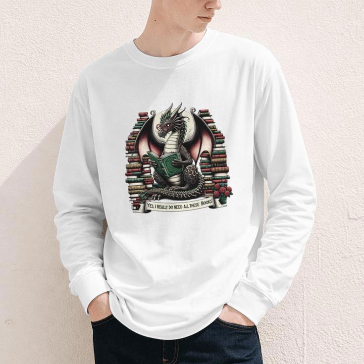 Book Dragon Yes I Really Do Need All These Books Youth Long Sleeve Tee Book Dragon Yes I Really Do Need All These Books Youth Long Sleeve Tee