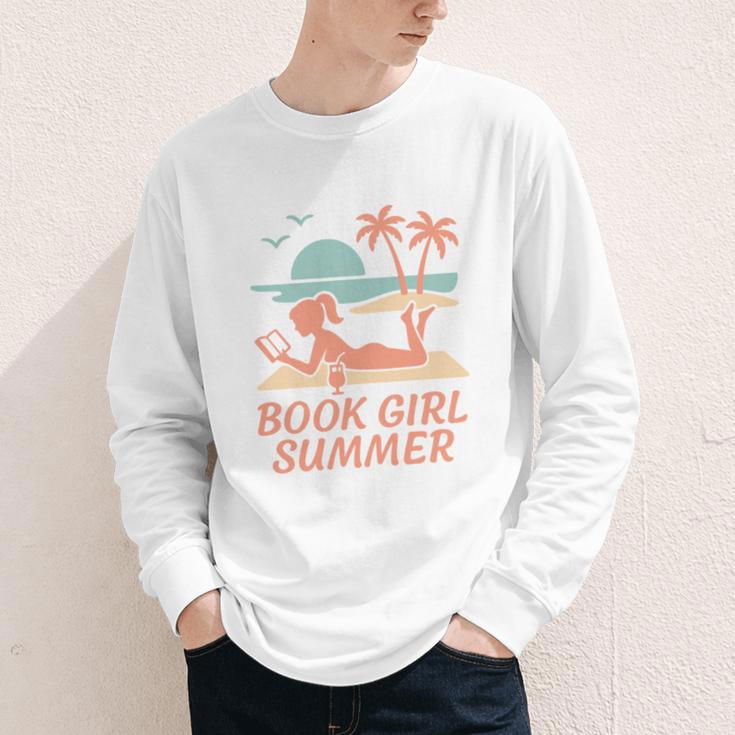 Book Girl Summer Book Reading Retro Sunset Youth Long Sleeve Tee Book Girl Summer Book Reading Retro Sunset Youth Long Sleeve Tee