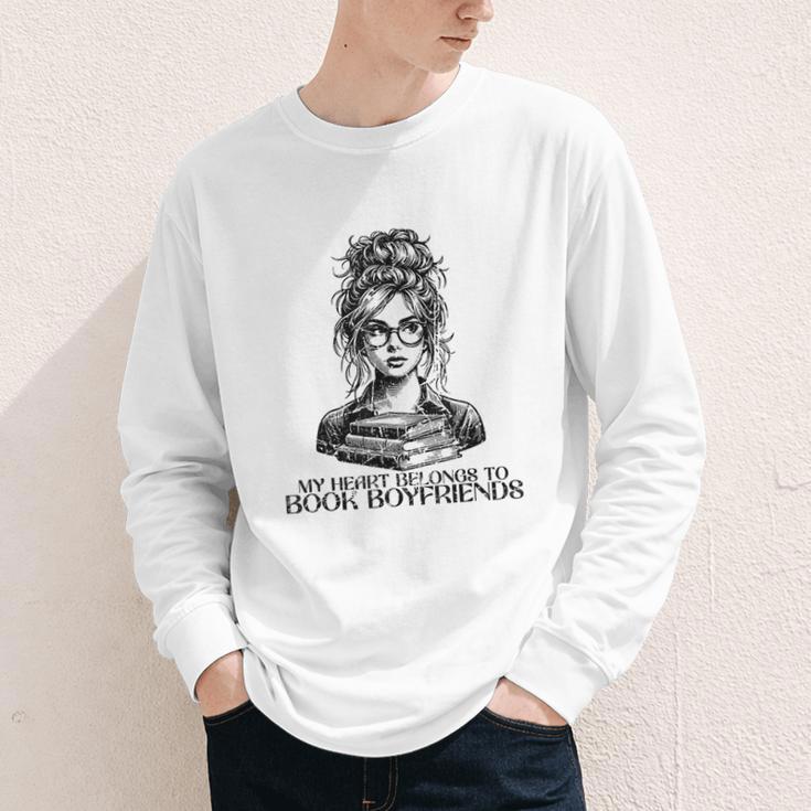 Book Lover Bent Over a Book Youth Long Sleeve Tee
