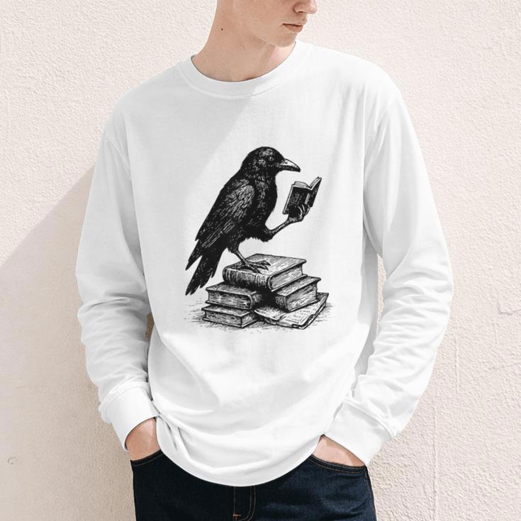 Book Raven Vintage Dark Academia Literature Reading Youth Long Sleeve Tee Book Raven Vintage Dark Academia Literature Reading Youth Long Sleeve Tee