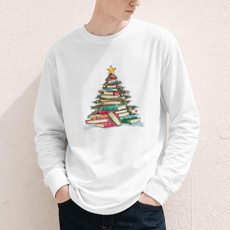 All Booked For Christmas Book Christmas Tree Lights Xmas Youth Long Sleeve Tee