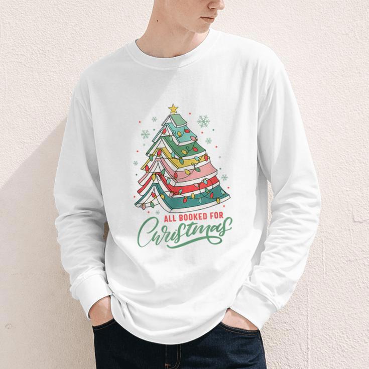 All Booked For Christmas Book Xmas Tree Lights Reading Girly Youth Long Sleeve Tee
