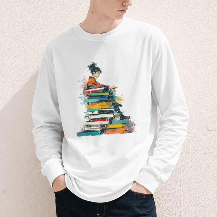 Books Abstract Artist Women Art Painting Books Youth Long Sleeve Tee