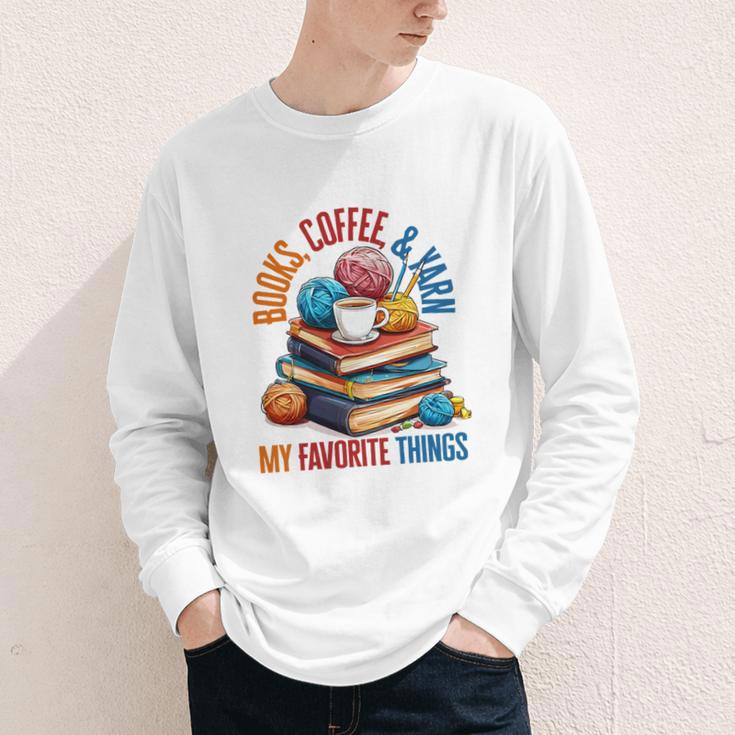 Books Coffee & Yarn Lover My Favorite Things Youth Long Sleeve Tee