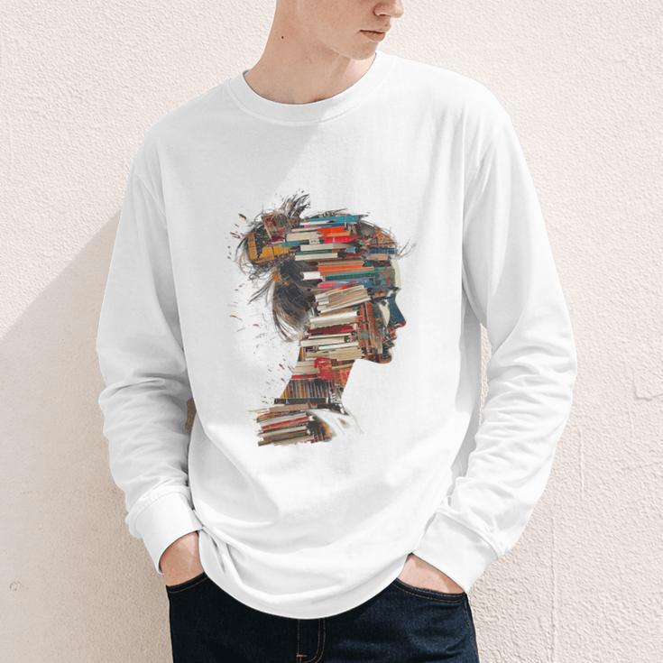 Books Lover Women Art Colorful Drawing Graphic Books Youth Long Sleeve Tee